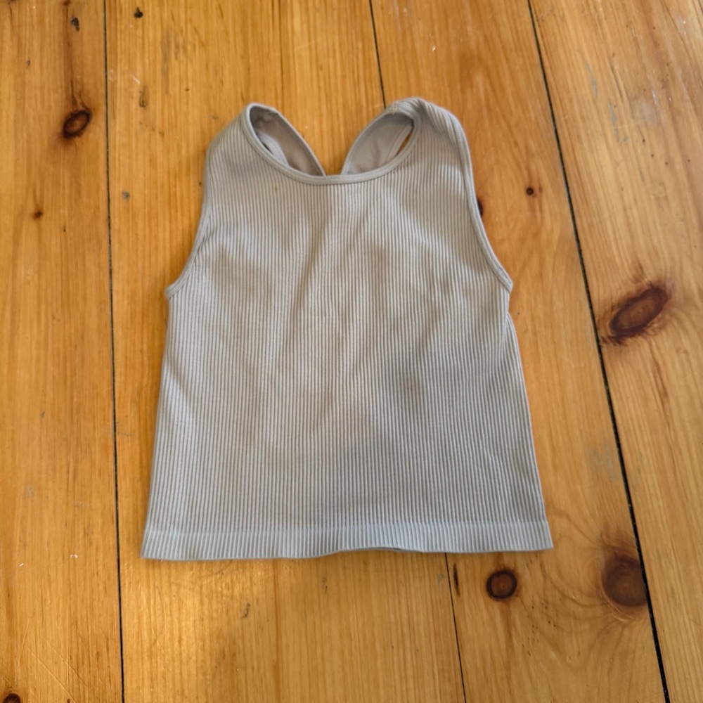 Seamless Ribbed Tank Top in Light Taupe